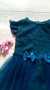 Dress Gaun Pesta Ulang Tahun Anak Bayi 6-12 Bulan Brukat Tille Emerald Jahitan Taylor