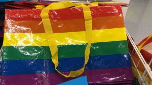 🇸🇪 กระเป๋า ช็อปปิ้ง กระเป๋าผ้า กระเป๋าใส่ของ สีรุ้ง 37x57x39 ซม.ไซส์ L 71 ลิตร, น้ำหนัก 120 กระเป๋าเนื้อหนา มีสายสั้น, ยาว 39 มม ไม่มีซิป