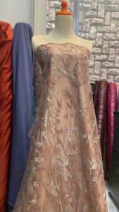 Bahan Kain Kebaya Brokat Tile Garden Daisy series3 tone Motif Bunga Harga 05m Warna Moccamilo