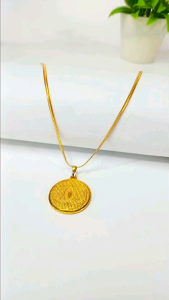 kalung bandul koin titanium cantik anti karat tidak luntur