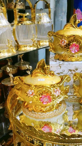 pajangan toples keramik antik emas set 3pcs OV-28