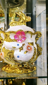 pajangan toples keramik glitter mewah set 3pc