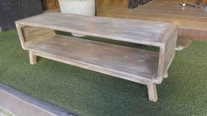 ชั้นวางทีวีไม้สัก กว้าง 120 x สูง 40 x ลึก 40 cm. โต๊ะไม้สัก (ประกอบแล้ว) สีเสี้ยนขาว ขาวขัด โชว์ลายไม้ ตู้วางทีวี โต๊ะกลาง Whitewash Color TV Stand