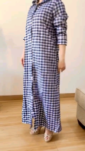 ●ECLAIRE● 063 Dress Maksi Maxi Hoodie Longsleeves Lengan Panjang Kotak Square Geometris Kasual Korea Casual Basic Dasar Mode 740