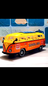 Mainan Bus Sekolah Panjang Besar Murah Model VW Comb1 Dorong Tarik Suara Mesin Jalan Tanpa Baterai Model Friction - Mobil Mobilan School Luxury Bus VW Car Anak Cowok Edukasi Koleksi Toys Miniatur Kendaraan Bis Vehicle Toys