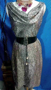 MINI DRESS GAUN PESTA SEQUIN SILVER COLLECTION LINDEX 313