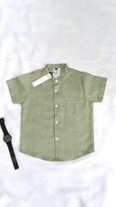 kemeja anak warna sage baju koko anak laki laki lengan pendek