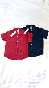 hem anak lengan pendek kemeja anak laki laki warna marun