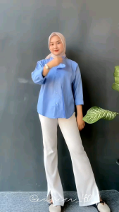 Hawa Shirt Kemeja Wanita Kekinian Atasan Cewek Korean Style Blouse Polo Linen