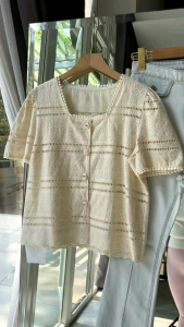 ●ECLAIRE● 043 Blouse Blus Katun Bordir Embroidery Embroidered Lengan Pendek Shortsleeves Korea Kasual Kerja Modis Boho Import gzim