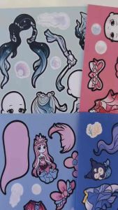 Set 6in1 sticker nàng tiên cá Sprunki dễ thương cho bé