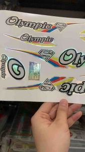 Bộ tem xe đạp OLYMPIC chữ màu trắng hàng nhập Thái Lan chất lượng cao dành trang trí cho tất cả các loại xe đạp tem in lụa màu sắc rất đẹp và bền giá bán cực tốt bán lẻ như bán sỉ