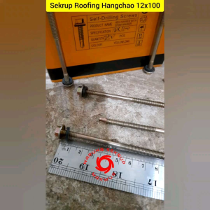(5 pcs) Sekrup Roofing Kuning 12x100 / Baut Baja Ringan 10CM