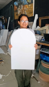 เฟรมผ้าใบวาดรูป แคนวาสทรงครึงวงกลม ใช้แคนวาสแท้380 แกรมขึงบนโครง hmrหนา18 มม เจาะกลางขนาดทั้งหมด 40 x 80 เซนติเมตรราคา 400 บาท