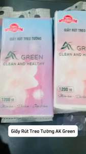 Thùng 6 bịch khăn giấy rút AK GREEN treo tường giấy vệ sinh 4 lớp 1200 tờ siêu dai và mềm mịn (kèm móc dán)