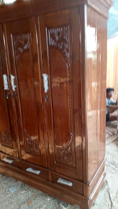 lemari pakaian jati 4 pintu plus gantungan hijab dan laci