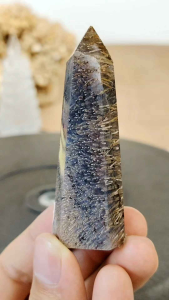 Natural Brazil Collection Sagenite Agate with Acicular Rutile Crystal Point SGP03