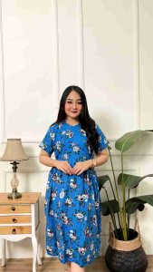 Daster Chibi Jumbo LD 125 cm - Dress Jumbo Resleting depan Busui tali Samping - Baju Wanita Hamil