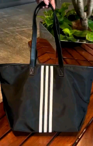 Tas Tote/Sling Fashion Wanita Model Strip 3 Garis Bahan Parasut Anti Air (Import)