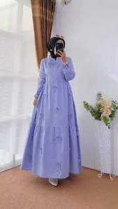 FATIHA | Ribbon Dress Katun Lengan Panjang Aksen Pita / Casual Dress Wanita Ld 110 cm muat hingga Bb 70kg