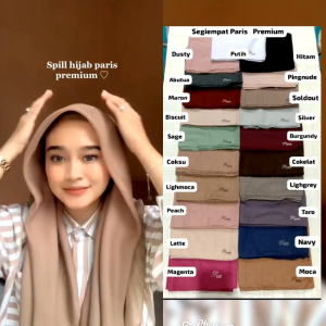 Hijab segiempat Paris premium jahit pinggir