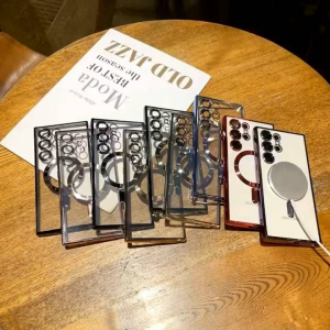 Case For Samsung Galaxy S24 Ultra / S23 Ultra / S22 Ultra SoftCase Trnsparan lens protector Silikon Magsafe wireless charger casing silikon cover premium lembut