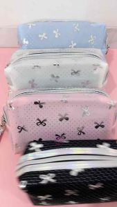 Makeup Pouch Ririe Ribbon Bag Tas Kosmetik PVC Motif Pita Cute Waterproof Travelkit Serbaguna
