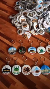 Rantai Kunci Keychain Makkah Madinah Islamic landmarks Keychain Pendant KeyRing Gift Muslim Accessories Pendants For Umrah Haji