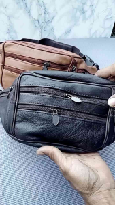 Tas Pinggang Kulit/Tas Dada Kulit/Tas Selempang Kulit Import 7 Resleting