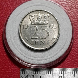 Koin Nederland Koleksi kuno Jadul 25 cent Queen Juliana Tahun 1965