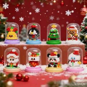 พร้อมส่งในไทย ตัวต่อนาโนไซส์ L Merry christmas puzzle building blocks ( ชุดคริสต์มาสในแก้วโดมของขวัญ )