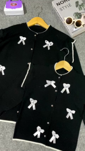 Poppy Cardigan Rajut Pita Couple Anak Dan Ibu Sweater Kardigan