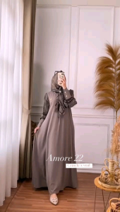 NABTIK AMORE DRESS SET HIJAB SEGITIGA MOTIF BUSUI LD 110 BAHAN CRINKLE MURAH TERBARU