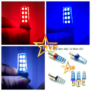 Lampu Stop Rem Jelly Gepeng 16 Mata LED 12 Volt DC 2 mode Standby Diam dan Rem Kedip Bisa untuk Motor Mobil