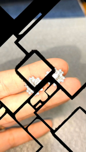 Bông tai bạc Ý xi kim khung hình hoa 6 cánh hột chủ 3.8 li kim cương nhân tạo Women Nữ 18