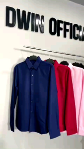 Áo sơ mi nam nữ dài tay DWIN trơn basic chất nhung chéo Hàn cao cấp chống nhăn