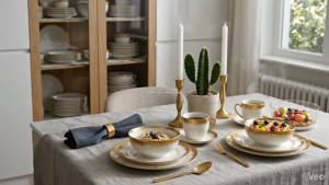 G02 LUXURY GRASS GOLD RIM BOWL SIZE 7 INCHES / 4.5 INCHES ROUND / PORCELAIN / SET FOR 6 PIECES