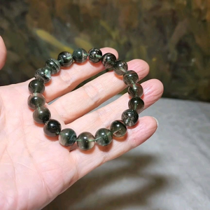 Gegegems Collection 10.5mm+ Green Phantom Quartz "thousands layers mountains Treasure Bowl" bracelet [Natural crystal] 精品绿幽灵千层山聚宝盘手链