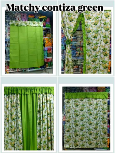 2 apple green contiza matchy design curtain (doorwindowdoublepanelpillowcasevalancelababo/half curtain)