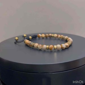 CW Manila - 0RION Adjustable Bracelet - 6mm Picture Jasper Stone with Hematite Spacer