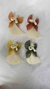 Native abaca hanging dancing angel christmas ornaments