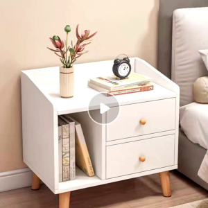 Ready stock in Malaysia Free lock-side cabinet side table sideboard bed side table with drawer bed side nordic bedside table bedroom table床头柜小型简易家用简约现代卧室储物柜床边置物柜实木腿收纳柜子