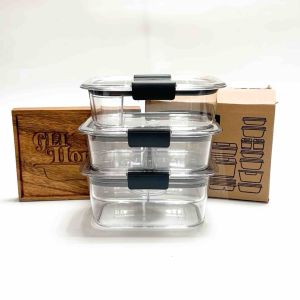 Rubbermaid Brilliance Original/Authentic 3 Set Plastic Food Storage Containers with Lids Removable Trays Made in USA