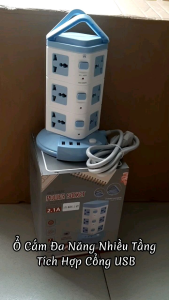 Ổ Cắm Điện Nhiều Tầng Đa Năng Tích Hợp 3 Cổng USB