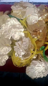 Daun Rambat Gantung emas 2 meter/ Daun Rambat Sintetis/ Daun Warna Emas/ Aquaria