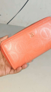 Preloved Louis Q. Paris France Long Pink WalletGenuine Leather Wallet