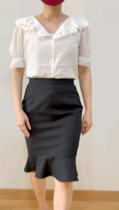 ●ECLAIRE● 02L Kemeja Collar Ceruty Ruffle Lengan Pendek Shortsleeves Korea Casual Kasual Import 8088