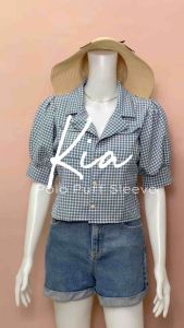 Kia Button Collared Puff Sleeves Polo Blouse Korean Bkk Trendy Casual Office Outfit Women Top