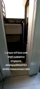 Loft bed customize singapore /L.shape loft bed customize for helper room/store room/bomb shelter/unity