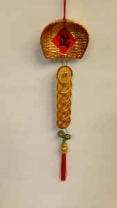 ที่แขวนห้อยมงคลบุ้งกี่อักษรฮกพร้อมเหรียญ6เหรียญ+กระดิ่ง+น้ำเต้า